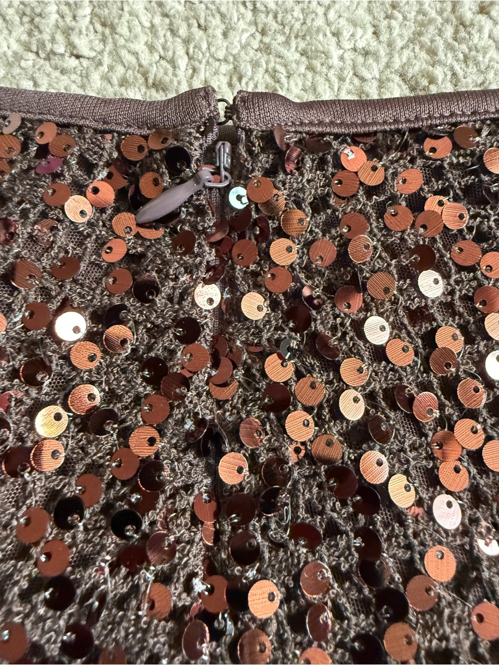 12th Tribe Copper Sequin Mini Skirt- Large - Picture 6 of 8